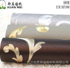 湖北無(wú)紡布?jí)垙S家軒美金箔壁紙 KTV酒店金色墻紙與客廳電視背景墻裝飾藝術(shù)